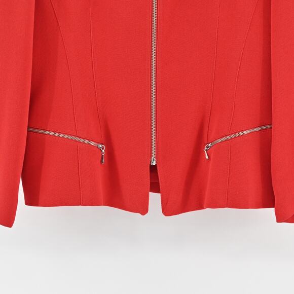 Vtg EMANUEL UNGARO Jacket Womens Size 8 Petite Solid Red Full Zip Blazer Classic - Picture 3 of 14